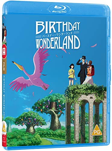 Birthday Wonderland" Blu-ray case with illustrated characters and a pink flamingo.