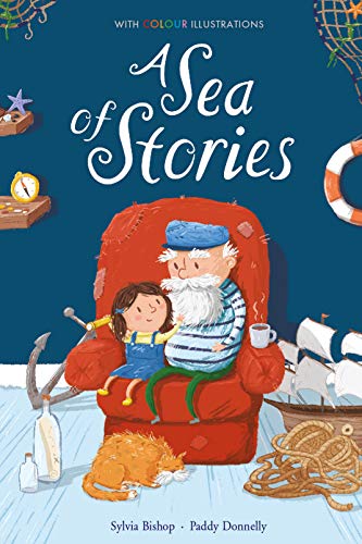 Book cover: girl and grandfather sitting in a red armchair.