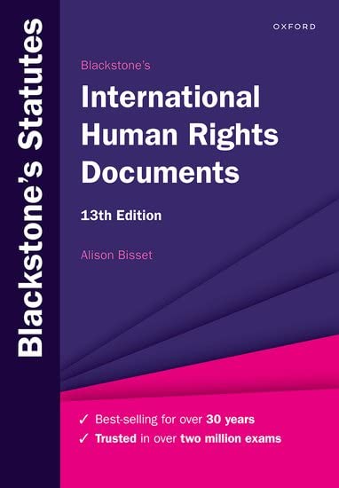 Purple book cover with white text: "Blackstone's International Human Rights Documents," 13th edition.
