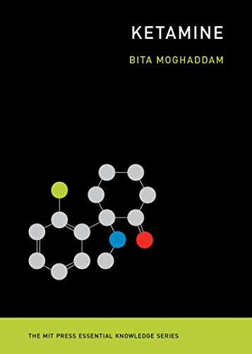 Black book cover with ketamine molecule and text: "Ketamine" by Bita Moghaddam.