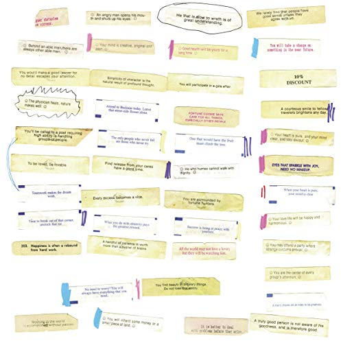CD cover with numerous handwritten, fortune cookie-style messages taped onto a white background.