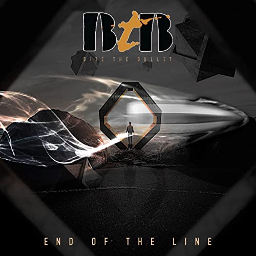 CD cover for "Bite The Bullet - End of the Line," abstract landscape.