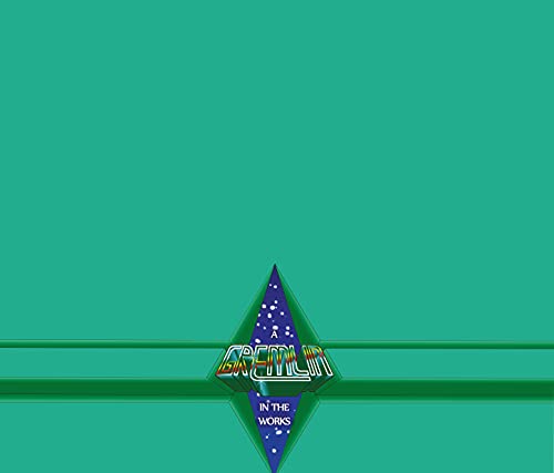 Book cover: green background, diamond shape with “GREMLIN IN THE WORKS” text.