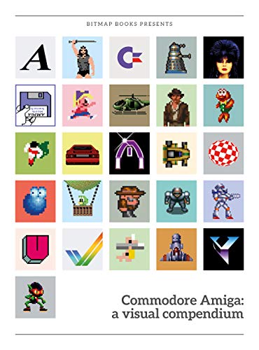 Book cover featuring a grid of pixel art icons from classic Amiga video games.