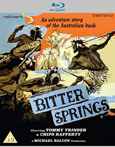 Blu-ray cover art for Bitter Springs featuring illustrated Indigenous figures in an Australian landscape.