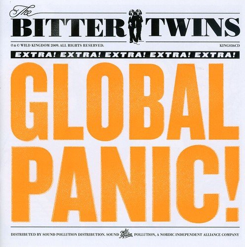 CD cover for “Bitter Twins - Global Panic!” with newspaper design.
