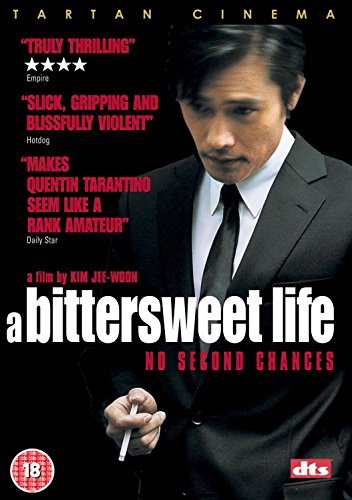 DVD cover for "Bittersweet Life" featuring a man in a suit with a cigarette.