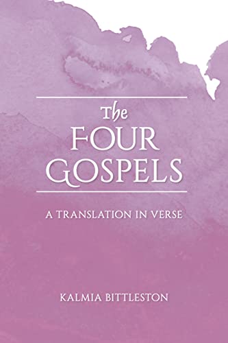 Book cover: "The Four Gospels: A Translation in Verse" with purple watercolor.