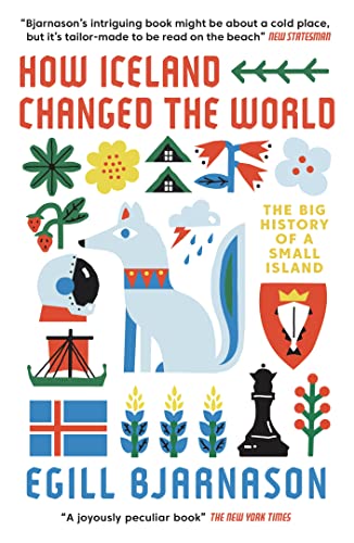 Book cover: “How Iceland Changed the World” with colorful folk art.
