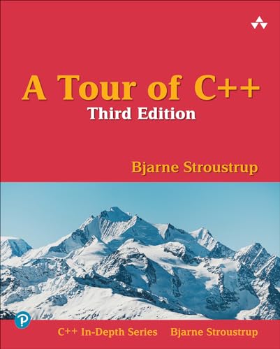 Book cover for A Tour of C++ Third Edition by Bjarne Stroustrup featuring mountains.