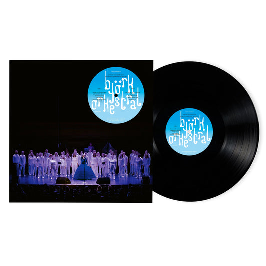 Björk Orkestral vinyl record with album cover featuring a choir.