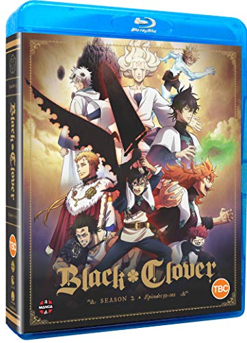 Black Clover Season 2 Blu-ray case featuring anime characters and a black bird.