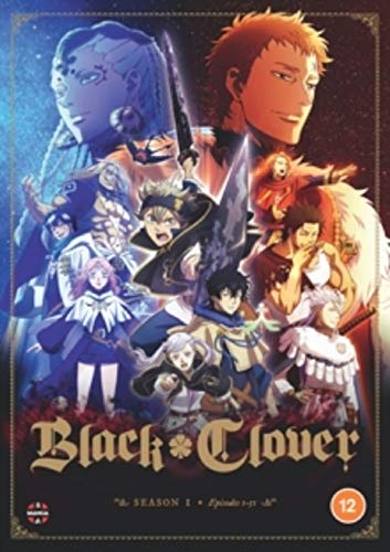 DVD cover art featuring an ensemble of Black Clover anime characters against dark background.