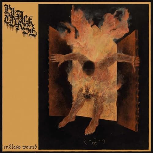 Black Curse album cover: a figure engulfed in flames before an opening.