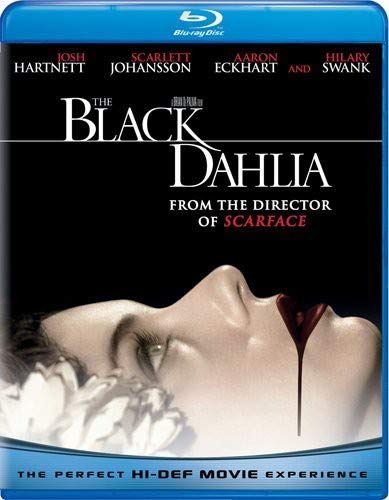 Blu-ray cover for "The Black Dahlia" featuring a woman and flowers.