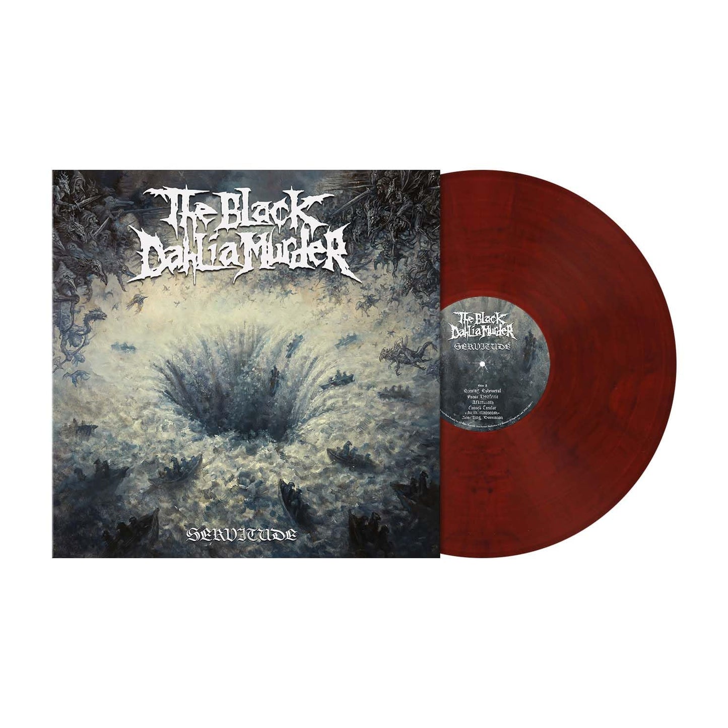 Vinyl record for The Black Dahlia Murder’s “Servitude” album, dark cover art.