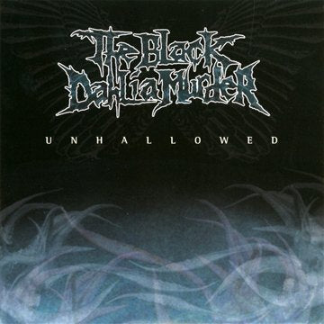 Black album cover with white, gothic text and misty, dark background.