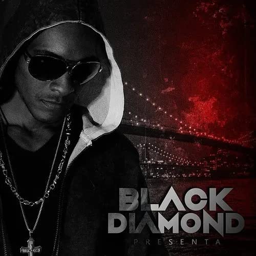 Hooded man with sunglasses, city skyline, and album title "Black Diamond".