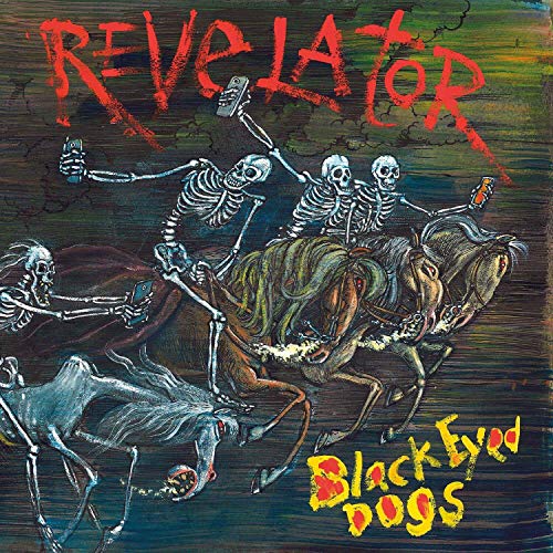 Record album cover: skeletons riding horses in a painted, textured style.