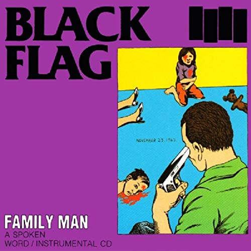 Black Flag “Family Man” CD cover: illustration of figures, gun, and text.
