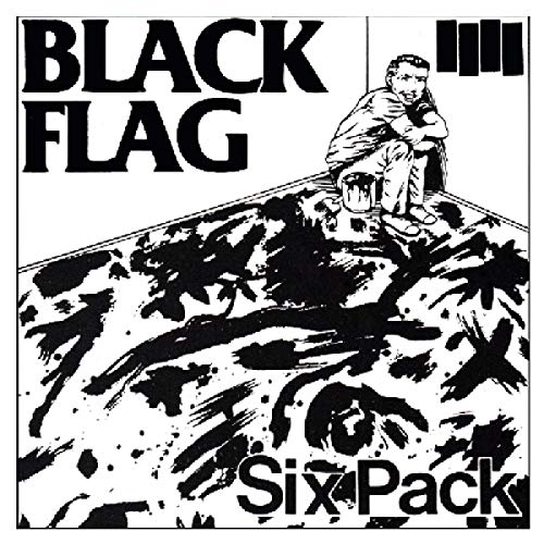 Black Flag “Six Pack” CD cover: man sitting on abstract, dark landscape.