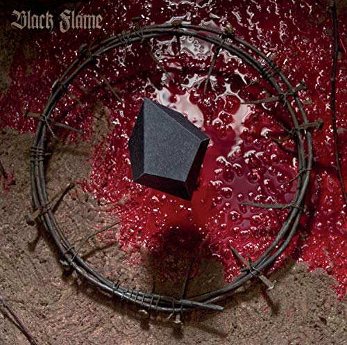 CD cover: dark geometric shape above barbed wire, red splatter background.