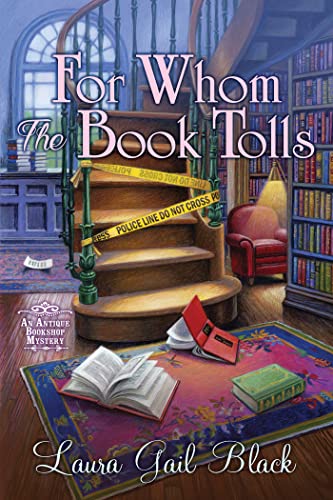 Book cover depicting a bookshop interior with a crime scene tape.