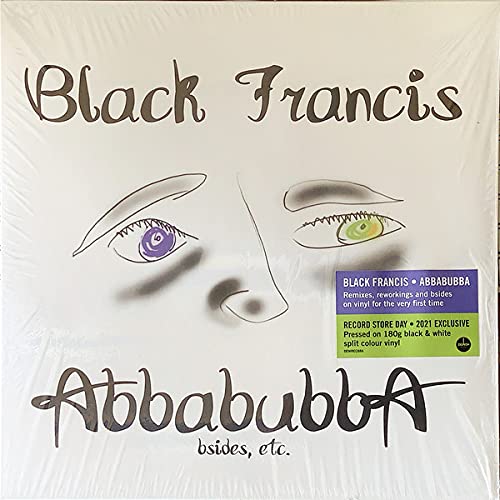 Black Francis “Abbabubba” vinyl record with eye illustration and stickers.