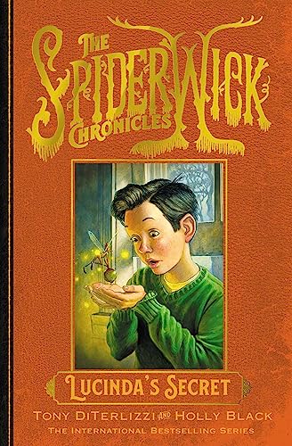 Book cover: boy with a glowing fairy, “Lucinda’s Secret” title.