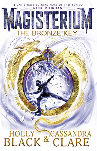 Book cover for Magisterium: The Bronze Key featuring a figure inside a golden ring.