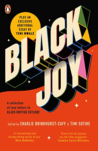 Book cover with bold, 3D text reading "Black Joy" on a red background.