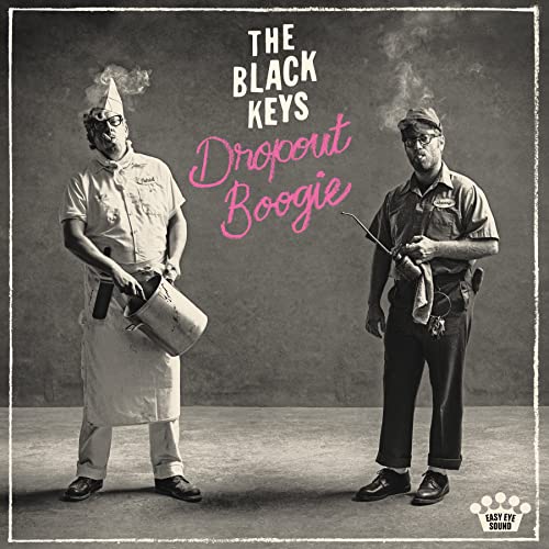 The Black Keys “Dropout Boogie” vinyl album cover with two men in workwear.