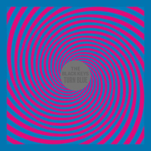 Album cover for The Black Keys’ “Turn Blue” with swirling pink and blue lines.