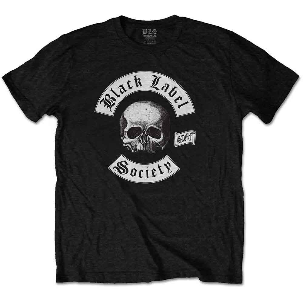 Black t-shirt with a white skull and "Black Label Society" logo.