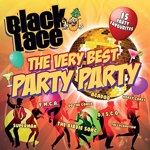 Black Lace album cover featuring dancers, a disco ball, and party decorations.