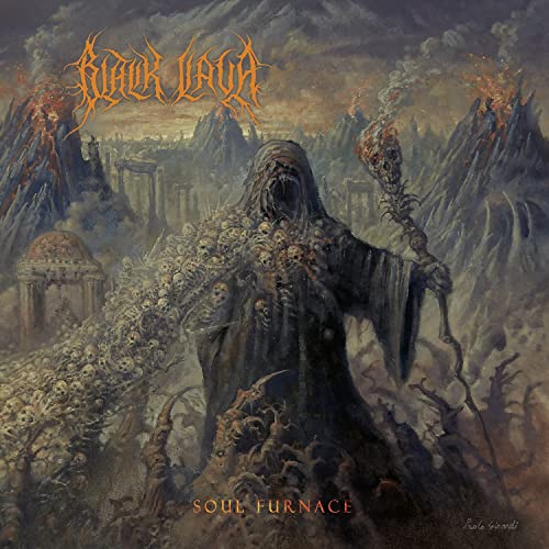 Dark fantasy album cover depicting a hooded figure amidst skulls and ruins.