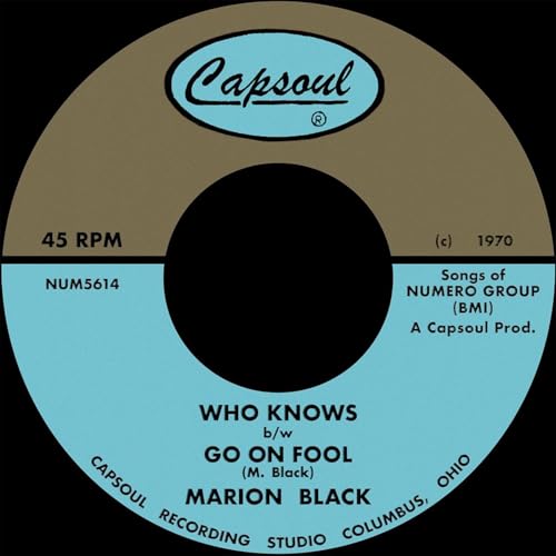 A vintage Capsoul record label for Marion Black's Who Knows and Go On Fool.