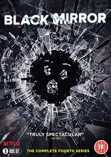 Black Mirror Series Four DVD cover featuring shattered glass and a dark central void.
