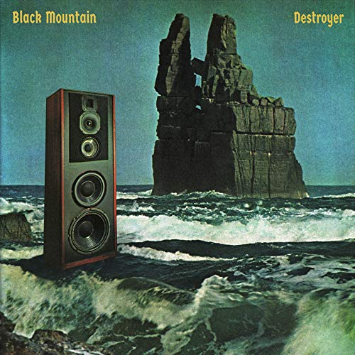 Album cover: rocky islands, speaker, and turbulent ocean under a sky.