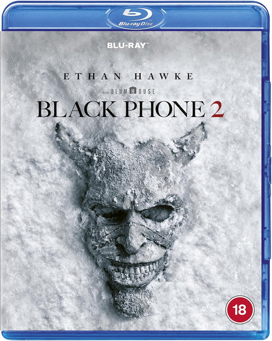 “Black Phone 2” Blu-ray cover with a menacing, masked figure in grayscale.