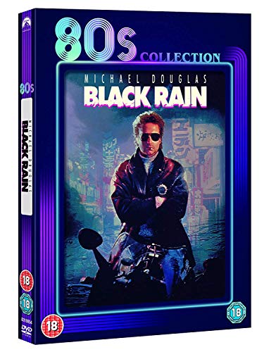 DVD cover for "Black Rain" featuring Michael Douglas on a motorcycle.
