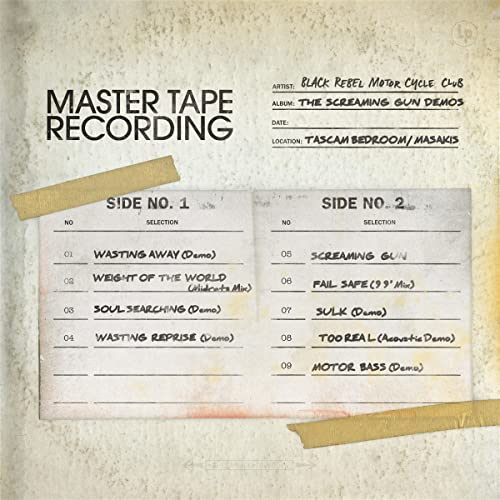 Black Rebel Motorcycle Club demo tracklist on a vintage-style cassette insert.