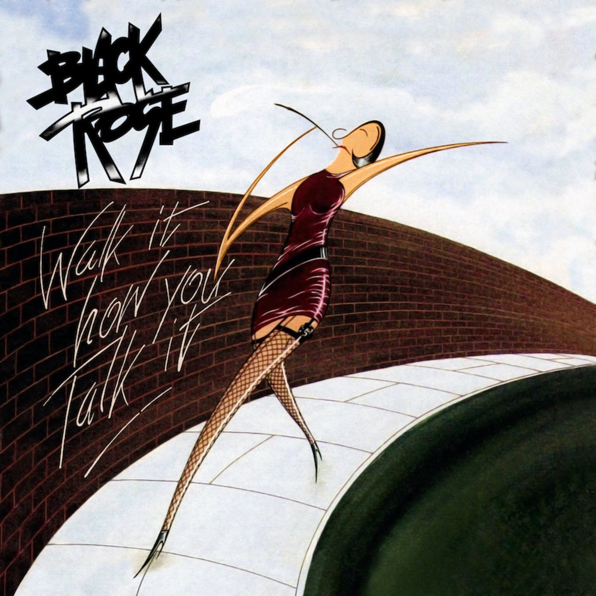 CD cover: stylized illustration of a woman posing near a brick wall.