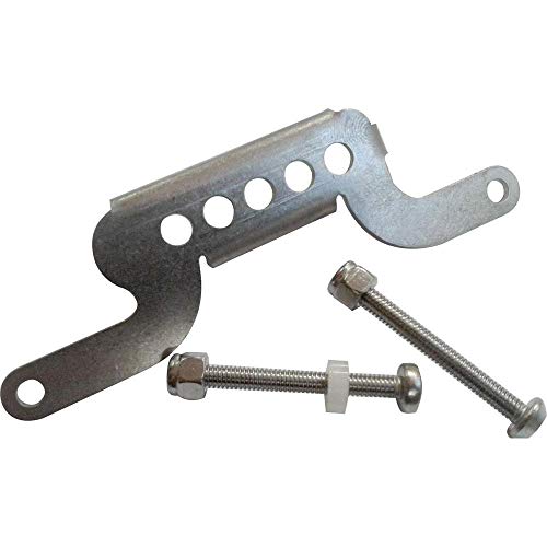 Metal guitar part with screws, isolated on a white background.