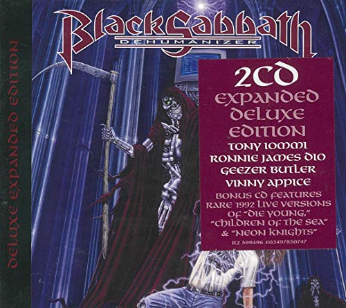 Black Sabbath "Dehumanizer" CD cover with a robotic skeleton image.