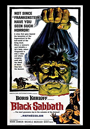 Vintage movie poster for "Black Sabbath" featuring a menacing green face.