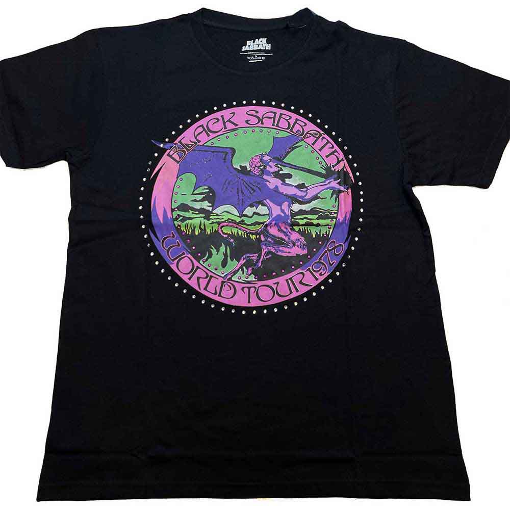 Black Sabbath tour t-shirt, 1978 design, embellished with diamante, size 11-12 years.