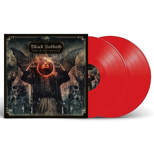 Black Sabbath vinyl record with red discs and gothic album art.