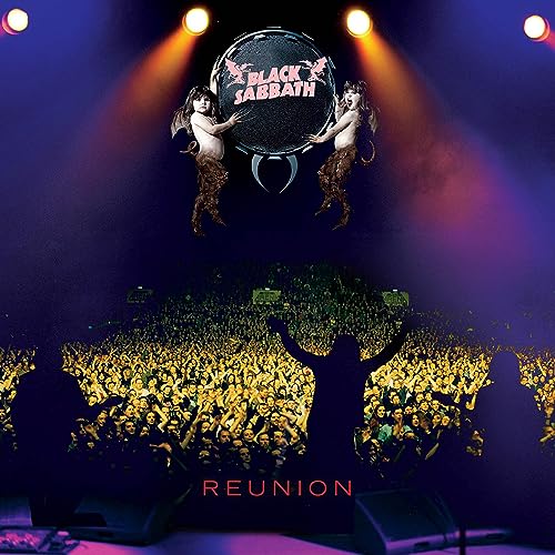 Black Sabbath “Reunion” vinyl album cover with stage and crowd imagery.