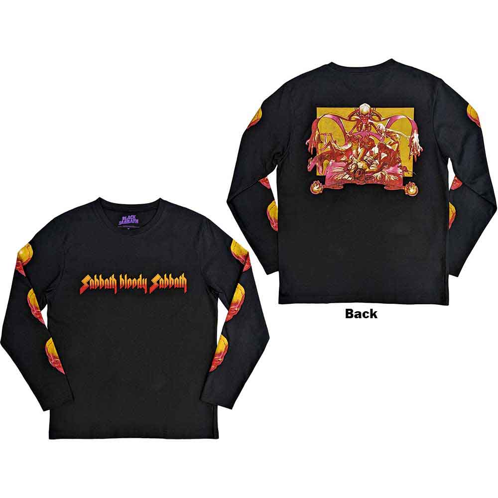 Black Sabbath long sleeve t-shirt with bloody themed graphics on back and sleeves.